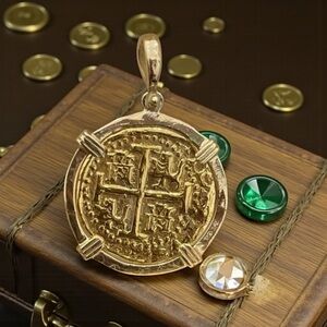 14k solid gold handmade coin pendant